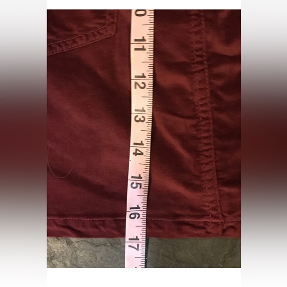 MADEWELL burgundy Mini Skirt 1/2 zip button Velvet Stretchy size 30 back pockets - Picture 5 of 10